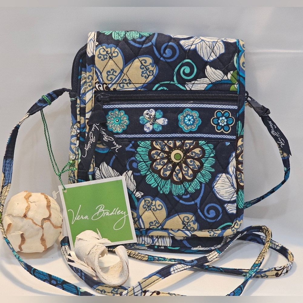 Vera Bradley Navy and Teal Floral Crossbody Bag